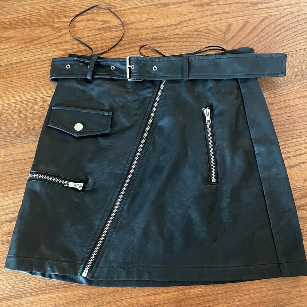 Seek the Label by LF black faux leather skirt